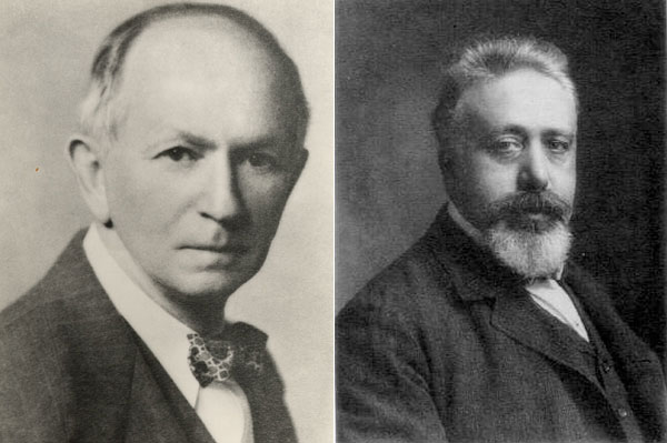 Американский математик Альфред Джеймс Лотка (1880–1949) и итальянский математик Вито Вольтерра (1860–1940), авторы знаменитой модели Лотки–Вольтерры, описывающей взаимодействие хищника и жертвы, или ресурсов и потребителей. Фото с сайтов diglib.princeton.edu и scienzaa2voci.unibo.it