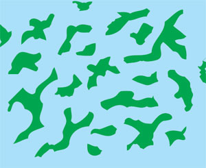 Рис. 20. Схематическое изображение промежуточного состояния сверхпроводящей пластины, ориентированной перпендикулярно магнитному полю