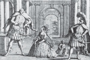 <p>Кастрат Сенезино в опере Генделя «Флавио», Лондон, ок. 1723 г. Приписывается Уильяму Хогарту.</p>