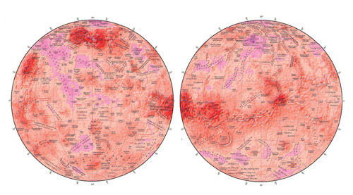 Гипсометрическая карта Венеры, составленная в Государственном астрономическом институте им. Штернберга МГУ по данным, полученным американским космическим аппаратом Magellan. Изображение: «Популярная механика»