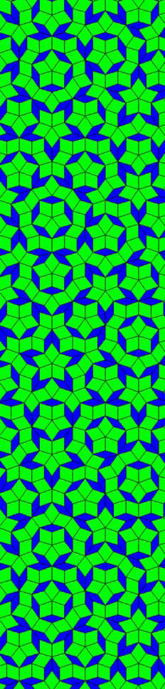 Узор на двумерном паркете Пенроуза, составленный из двух элементов, представляет собой модель квазикристалла. Рисунок сгенерирован программой Bobi.exe, созданной Стефаном Коллинзом