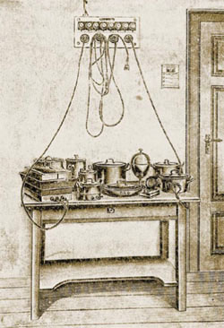 «Электрическая кухня» начала прошлого века. Интересно, что кухарки и домохозяйки, привыкшие к жару угольных и дровяных плит, первое время чуть ли не мёрзли на кухнях, оборудованных электроплитами, и для обогрева включали все конфорки. Изображение: «Наука и жизнь»