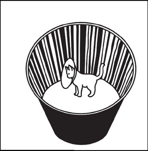 Рис. 19. Котенок, помещенный в цилиндрическую камеру с вертикальными полосами