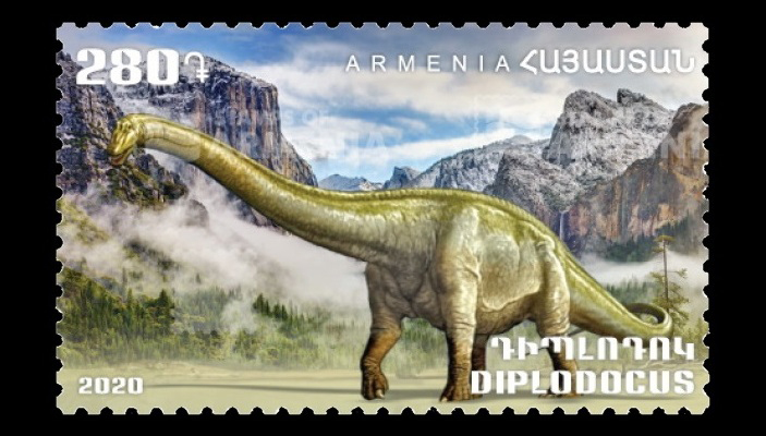 Армянская марка с диплодоком