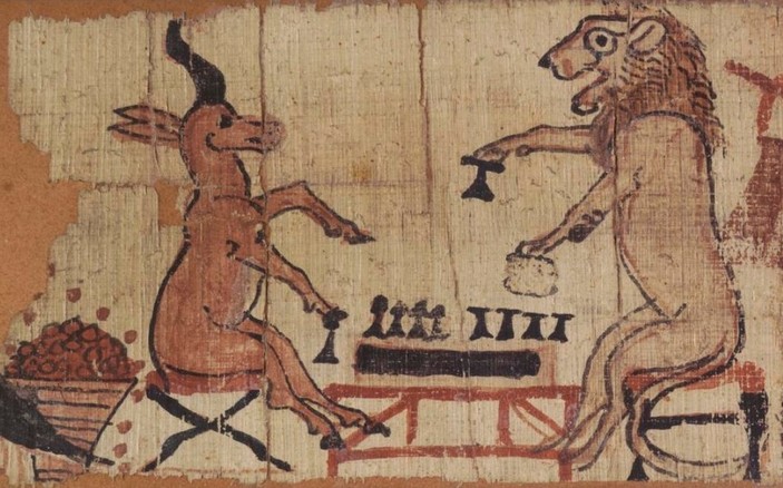 Карикатура с игрой в сенет