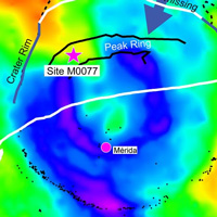 Гравитационная карта кратера Чиксулуб