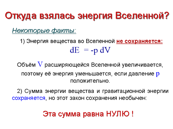 Откуда взялась энергия Вселенной?