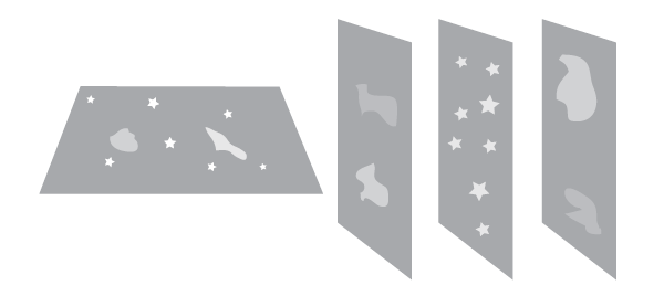 Рис. 12.3. Мир на бране и несколько непересекающихся бран