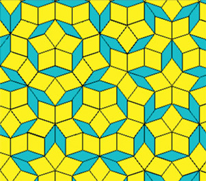 Мозаика Пенроуза — непериодическая: её нельзя получить простым переносом какого-либо фрагмента