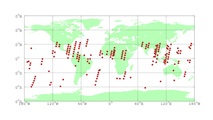 Рис. 2. Карта событий транзиентного УФ-свечения в атмосфере Земли по данным телескопа ТУС («Троицкий вариант» №19(213), 20.09.2016)