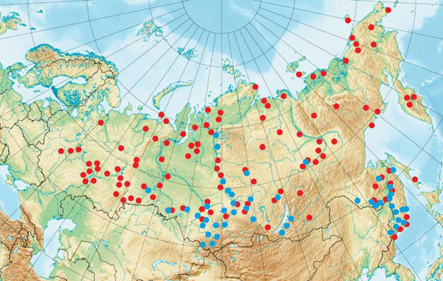 Ареалы подвидов дождевых червей E. n. nordenskioldi и E. n. pallida (Природа» №5, 2016)