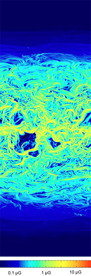 Типичный результат моделирования магнитного поля в спиральной галактике