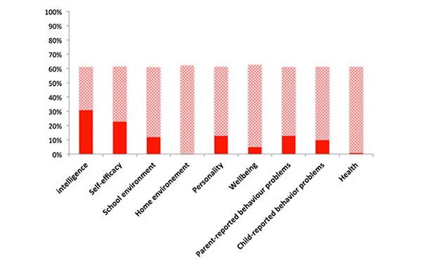 Рис. 2. Вклад параметров 9 групп в наследуемость результатов экзаменов GCSE