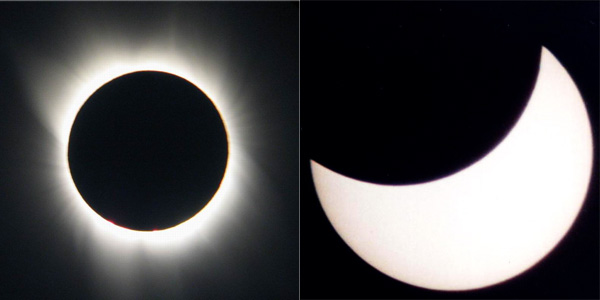 Вид полной и частной фазы затмения 29 марта 2006 года