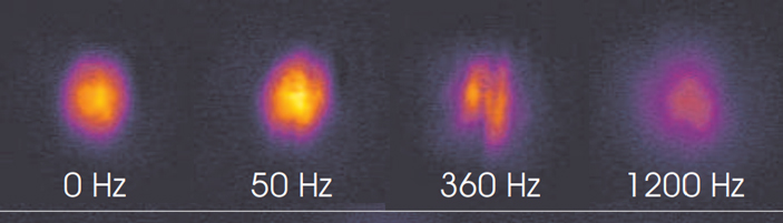 Профиль бозе-конденсата в случайном потенциале при различном уровне шумов (изображение с сайта arxiv.org)