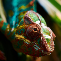 Хамелеоны обладают очень подвижными глазами и могут двигать ими независимо