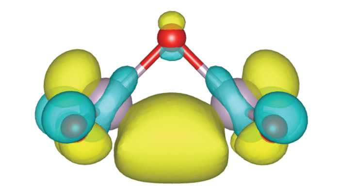 Рис. 3. Электронное облако верхней занятой молекулярной орбитали мономерного звена