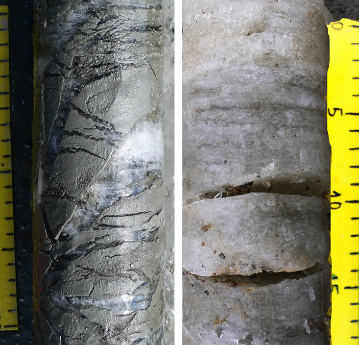 Рис. 2. Фрагменты кернов, извлеченных в ходе исследования мерзлоты в районе ямальского кратера