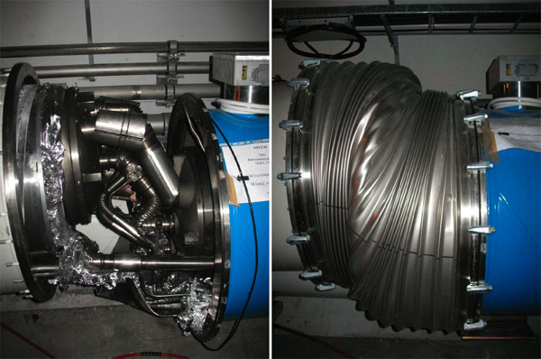 Смещение магнитов относительно друг друга привело к механическим повреждениям обслуживающей их инфраструктуры. Фото из пресс-релиза ЦЕРНа