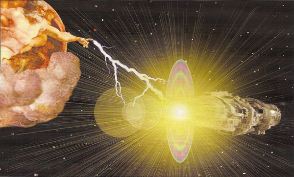 Рис. 5.12 Тот, кто попробует пересечь горизонт путешествий во времени, может быть уничтожен завесой излучения