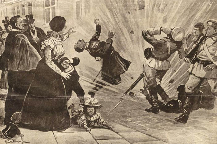 Атака террористов из Польской социалистической партии. Фото с сайта culture.pl 