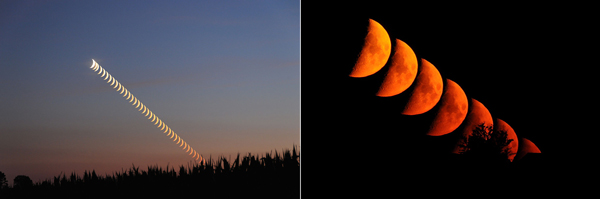 Луна, приближаясь к горизонту, выглядит всё краснее