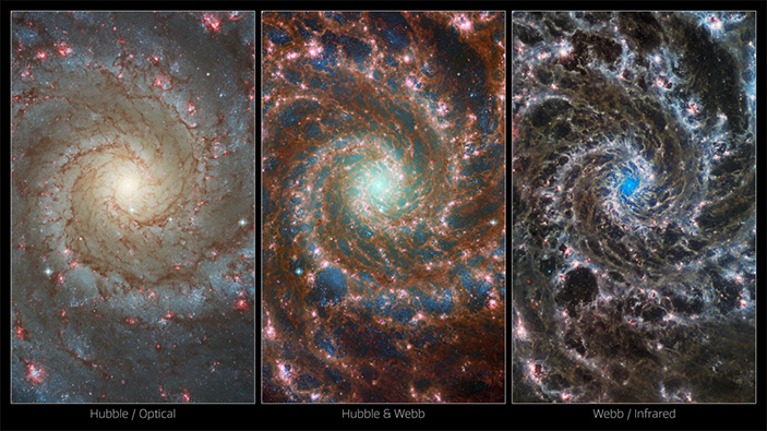 ESA/Webb, NASA&CSA, J.Lee, PHANGS-JWST Team; ESA/Hubble&NASA, R.Chandar Acknowledgement: J.Schmidt