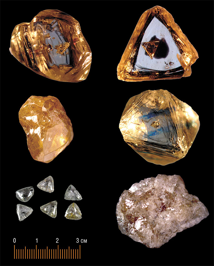 Кристаллы якутских алмазов