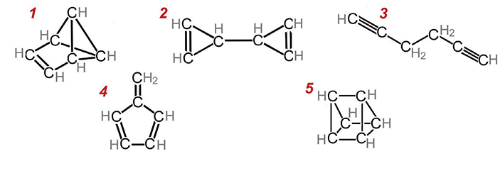 Ещё пять возможных структур для C<sub>6</sub>H<sub>6</sub>