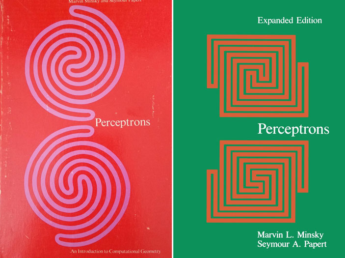 Обложки скандальной книги Марвина Минского и Сеймура Пейперта