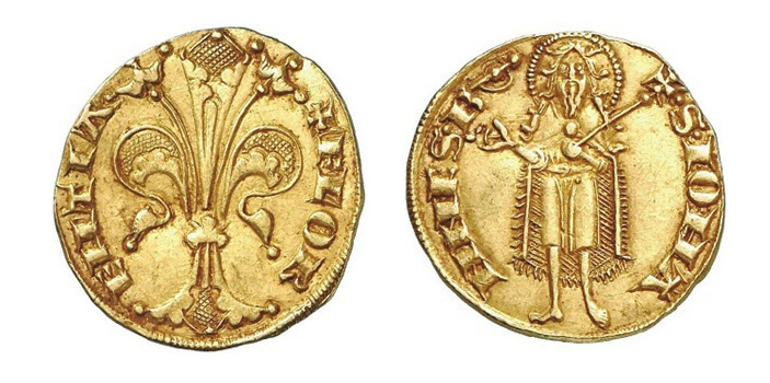 <b>Рис. 1.</b> Флорин, Флоренция, около 1300 года. Фото с сайта kuenker.de («ТрВ» №11(230), 06.06.2017)