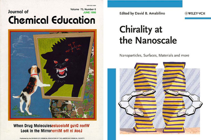 <b>Рис. 4.</b> Обложка июньского номера американского журнала <i>Journal of Chemical Education</i> за 1996 год (на фото <i>слева</i> с сайта pubs.acs.org) и обложка монографии, посвященной хиральности в химии (фото с сайта www.twirpx.com) («Троицкий вариант» №24(218), 06.12.2016)