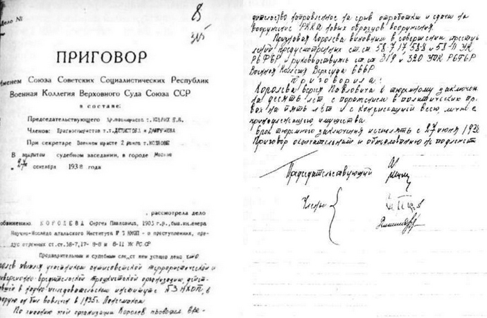 Приговор по делу С. П. Королёва