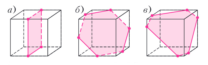 Рис. 12. Две геодезические на кубе