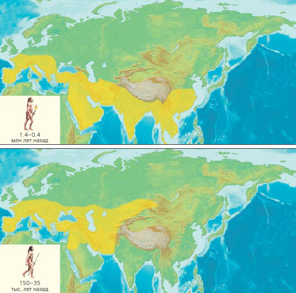 Ареалы распространения в Евразии памятников, связанных с культурами Homo erectus и Homo neanderthalensis («Природа» №4, 2018)