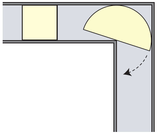 Рис. 1. Квадрат и полукруг в Г-образном коридоре
