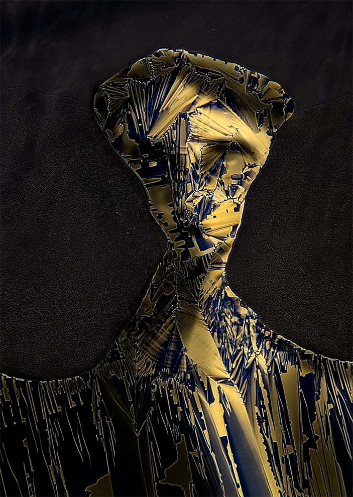 9. Жидкокристаллическая смесь, напоминающая человека в униформе