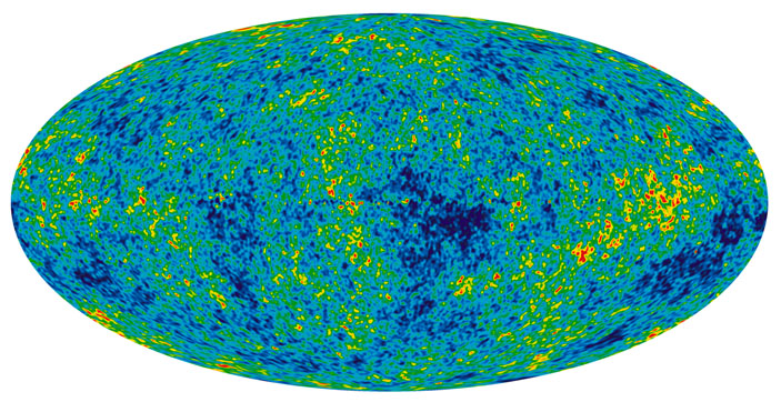 Карта флуктуаций микроволнового фона по данным спутника WМАР. Иллюстрация: NASA («Наука и жизнь» №9, 2017)