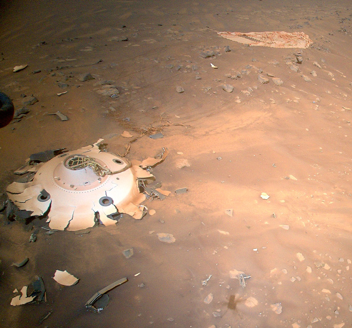 Парашютная система, сфотографированная Ingenuity