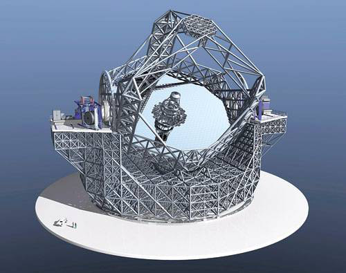 <b>Оптический исполин</b><br>Проект <i>Extremely Large Telescope</i> (E-ELT) Европейской южной обсерватории (ESO). Диаметр многосегментного зеркала E-ELT для наблюдений в видимом и ИК-диапазонах составит 42 м. Начать строительство планируется в 2018 году. Изображение «Популярная механика»