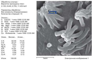 Рис. 4. Спектр и состав биоморфных структур («Природа» №4, 2016)
