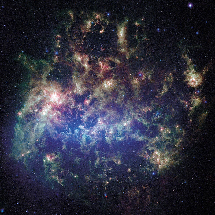 Большое Магелланово облако. Image credit: NASA / JPL-Caltech / STScI («Наука из первых рук» №5–6 (71–72), 2016)
