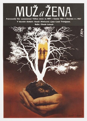 Чешская афиша к фильму Клода Лелуша «Мужчина и женщина». 1966 год
