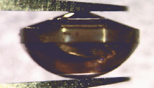 Рис. 9. Фотография алмазной наковальни со сферической короной, сделанная под микроскопом («Квант» №5, 2020)