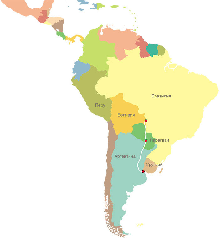 Путь русской экспедиции вглубь континента