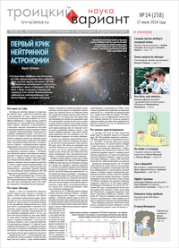 «Троицкий вариант» №14(258),  2018