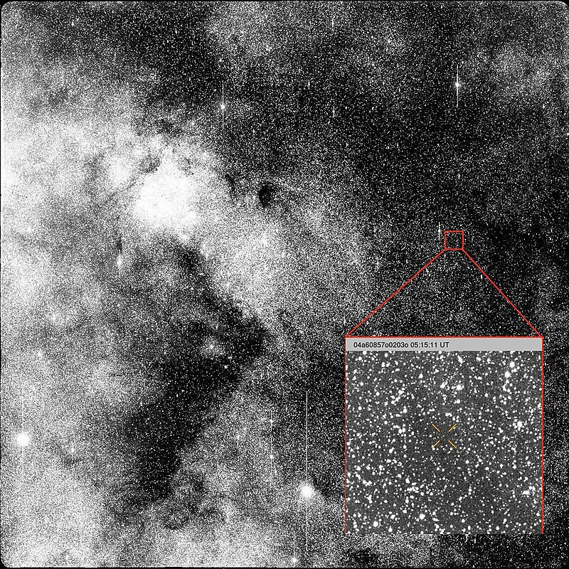Межзвездный объект в момент его обнаружения