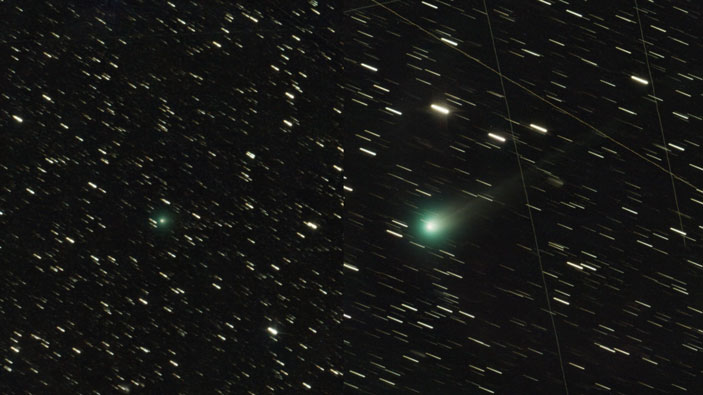 С/2025 А6 (Lemmon) в августе и октябре. Фото автора