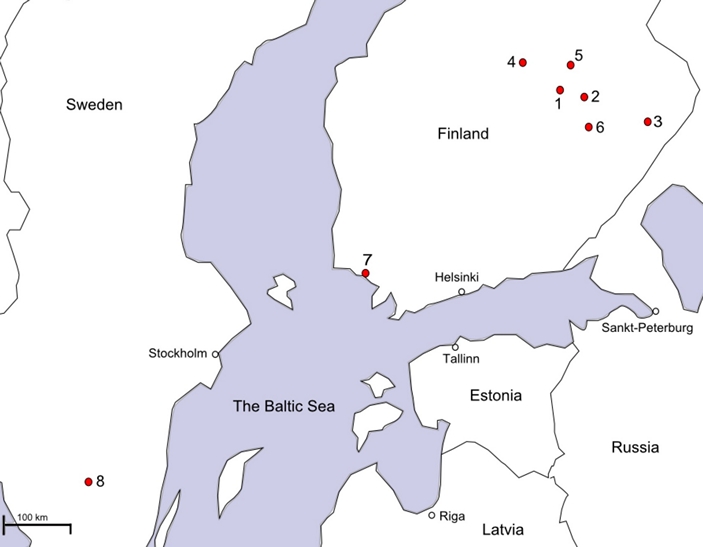 Карта находок миниатюрных гробиков
