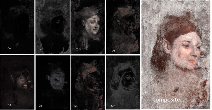 Карты элементов, окрашенные в цвет содержащих их пигментов